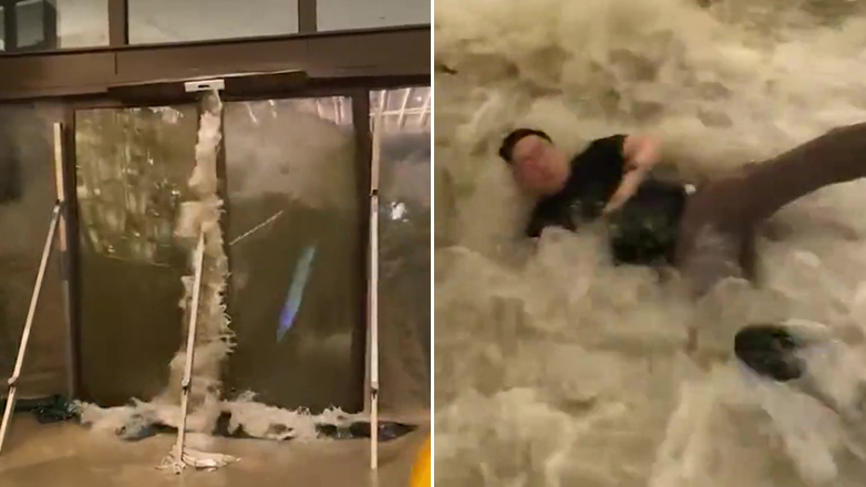 Τρομακτικό βίντεο: Ορμητικά νερά από τον τυφώνα «Ραγκάσα» εισβάλλουν σε πολυτελές ξενοδοχείο