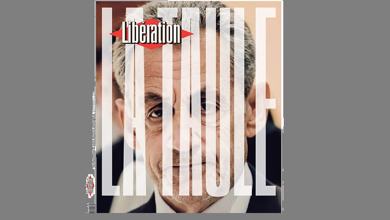 Εξώφυλλο της Liberation με τον Σαρκοζί πίσω από τα κάγκελα