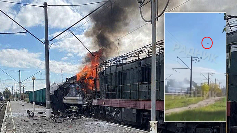 Η στιγμή της ρωσικής επίθεσης με drones στην ουκρανική αμαξοστοιχία