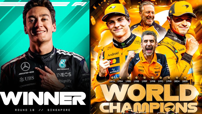 F1 Σιγκαπούρη: Άνετη νίκη για τον Russell που δεν απειλήθηκε στιγμή – Εξασφάλισε το πρωτάθλημα κατασκευαστών η McLaren