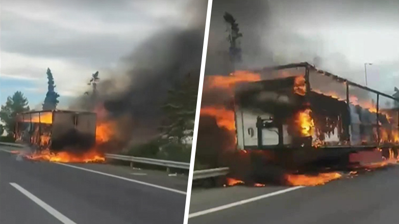 «Λαμπάδιασε» νταλίκα στην Εθνική Οδό