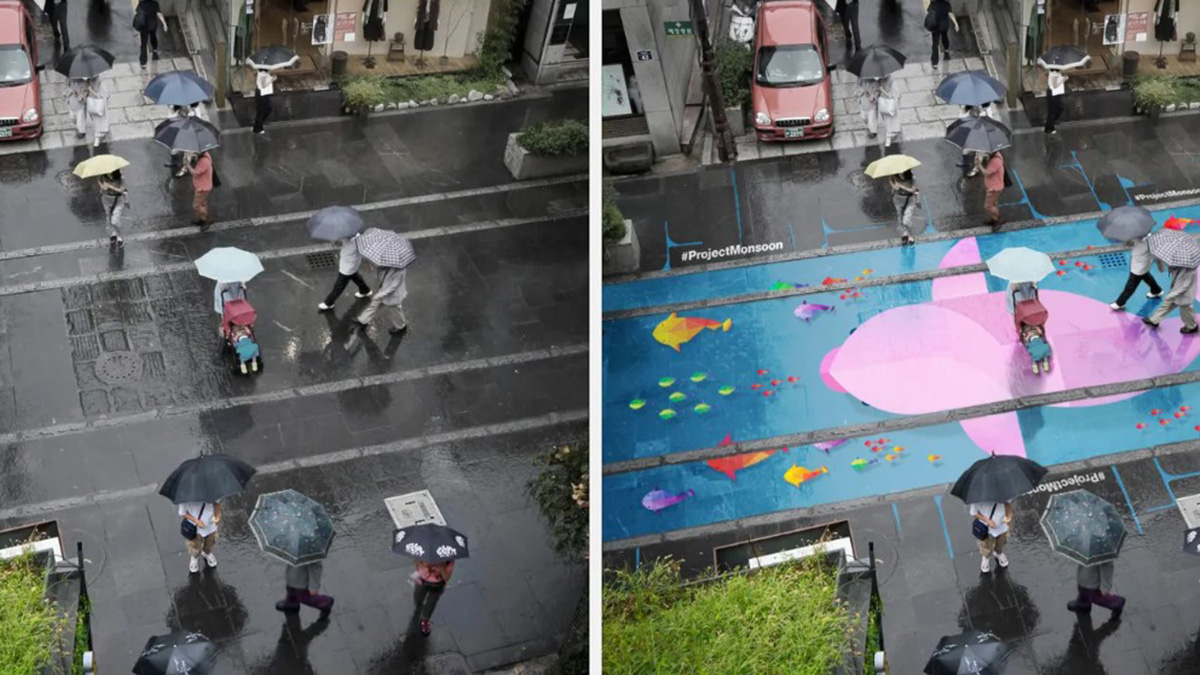 Οι δρόμοι της Σεούλ ζωντανεύουν με τη βροχή