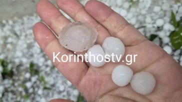 Κακοκαιρία στην Κορινθία: Ισχυρή χαλαζόπτωση στον Άγιο Βασίλειο και στα Δερβενάκια