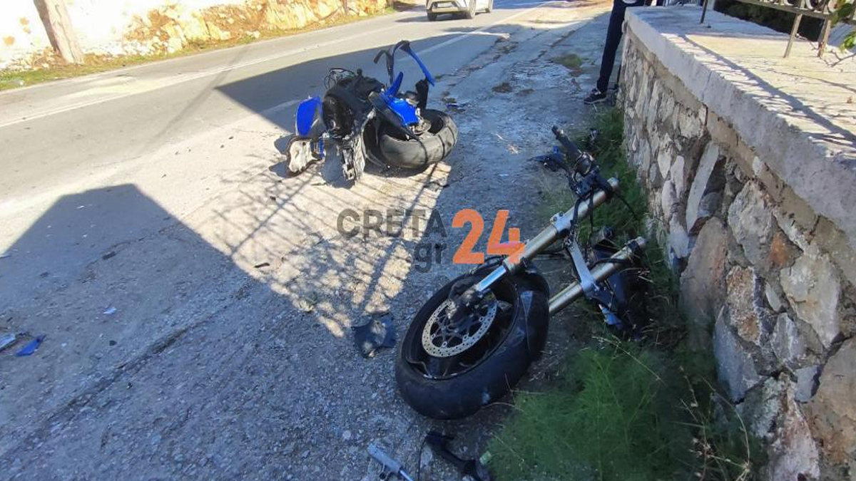 Χανιά: Μηχανή «κόπηκε» στη μέση σε τροχαίο