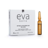 Συσκευασία του προϊόντος Eva Belle Αμπούλες PEPTIDES & HYALURONIC ACID από την InterMed.