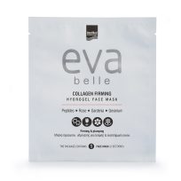 Alternative text: Συσκευασία του προϊόντος Eva Belle COLLAGEN HYDROGEL FACE MASK από την InterMed.