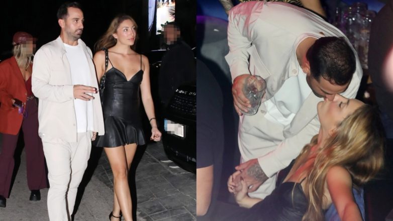 Άρης Σοϊλέδης – Μαριλίνα Κυπαρίσση: Τα τρυφερά φιλιά του ζευγαριού σε βραδινή του έξοδο στο Posidonio