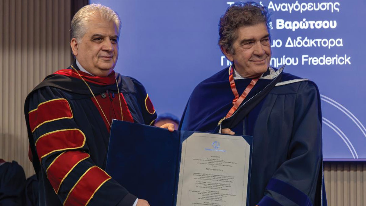 Ο Κώστας Βαρώτσος αναγορεύθηκε Επίτιμος Διδάκτορας του Πανεπιστημίου Frederick στην Κύπρο
