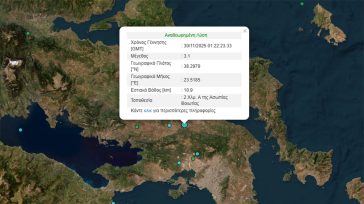 Σεισμός 3,1 Ρίχτερ στη Βοιωτία