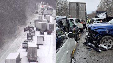 Χιονοθύελλα προκάλεσε καραμπόλα 45 οχημάτων – Παραδόξως δεν τραυματίστηκε κανείς σοβαρά
