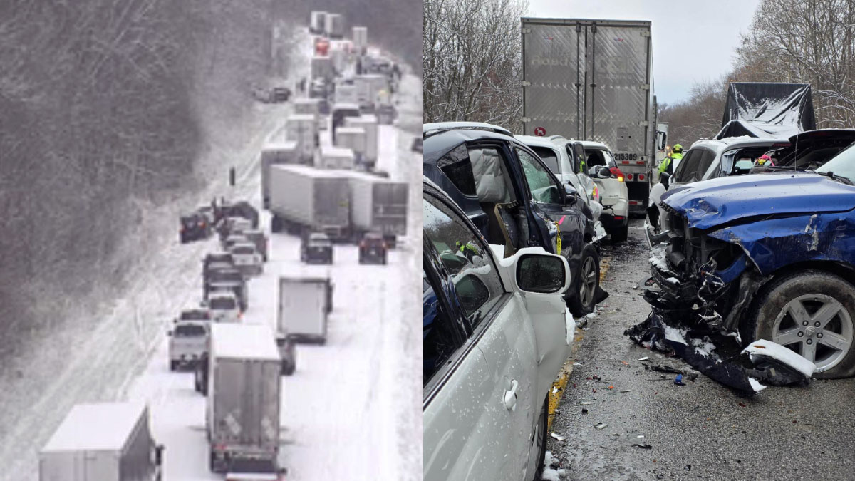 Χιονοθύελλα προκάλεσε καραμπόλα 45 οχημάτων – Παραδόξως δεν τραυματίστηκε κανείς σοβαρά