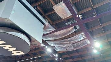 Ολυμπιακός-Φενέρμπαχτσε: Προστατευτικά στην οροφή του ΣΕΦ λόγω της κακοκαιρίας