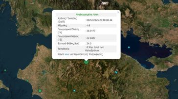 Σεισμός 4,6 Ρίχτερ στα Καλάβρυτα