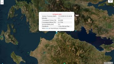 Πάτρα: Σεισμική δόνηση 3,1 βαθμών της κλίμακας Ρίχτερ
