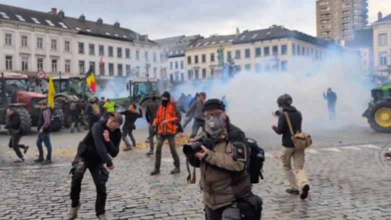 Ένταση με τους αγρότες στις Βρυξέλλες