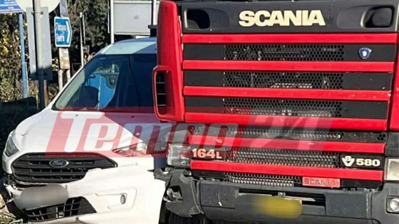 Νταλίκα «έλιωσε» βανάκι πάνω σε μάντρα