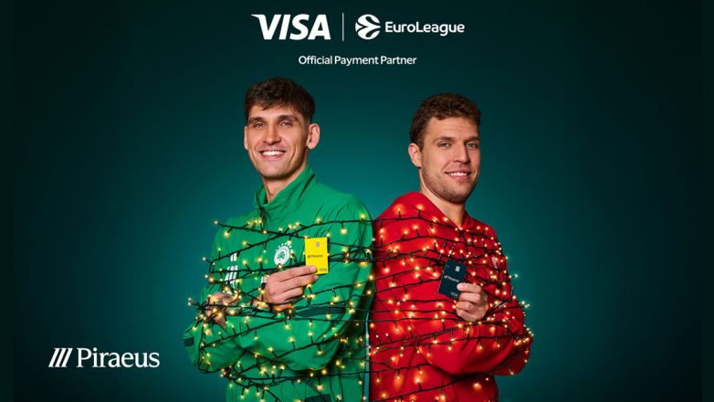 Φέτος, οι γιορτινές αγορές με κάρτες Visa της Πειραιώς σε στέλνουν στο 2026 Euro League Final Four!