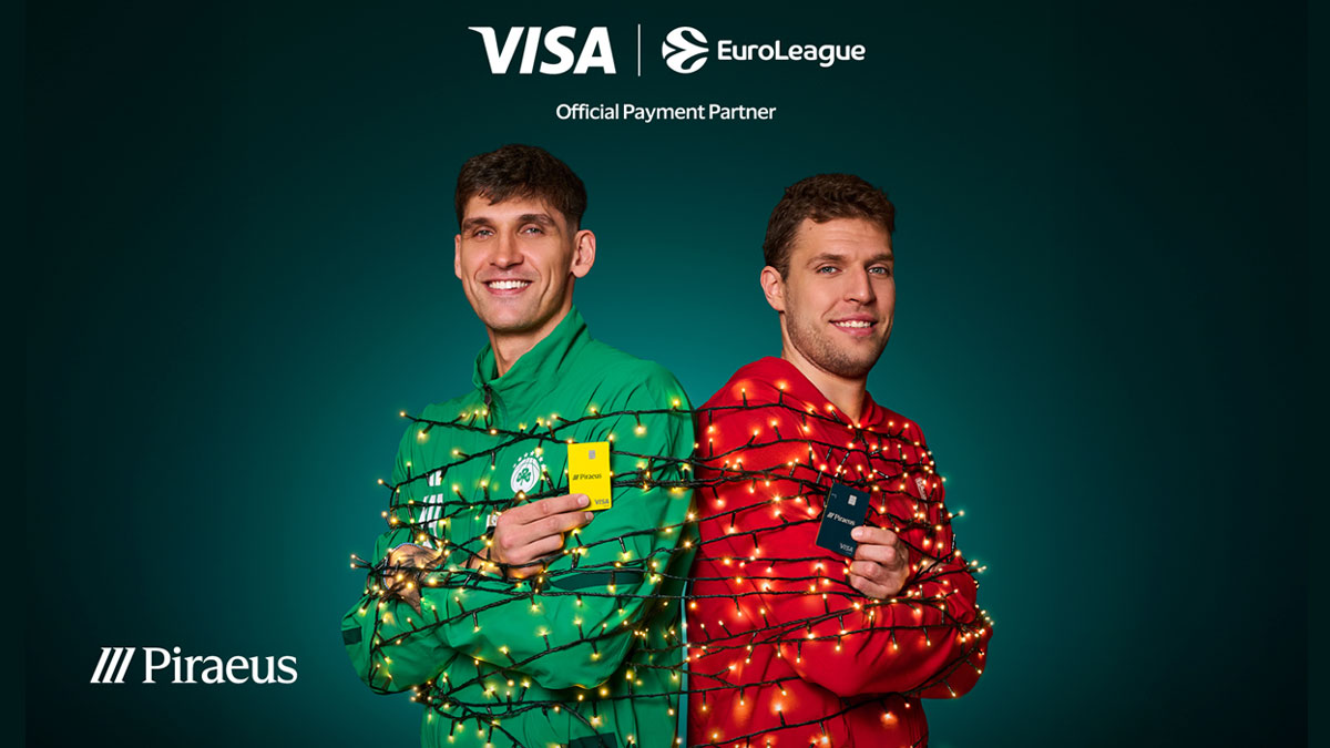 Φέτος, οι γιορτινές αγορές με κάρτες Visa της Πειραιώς σε στέλνουν στο 2026 Euro League Final Four!