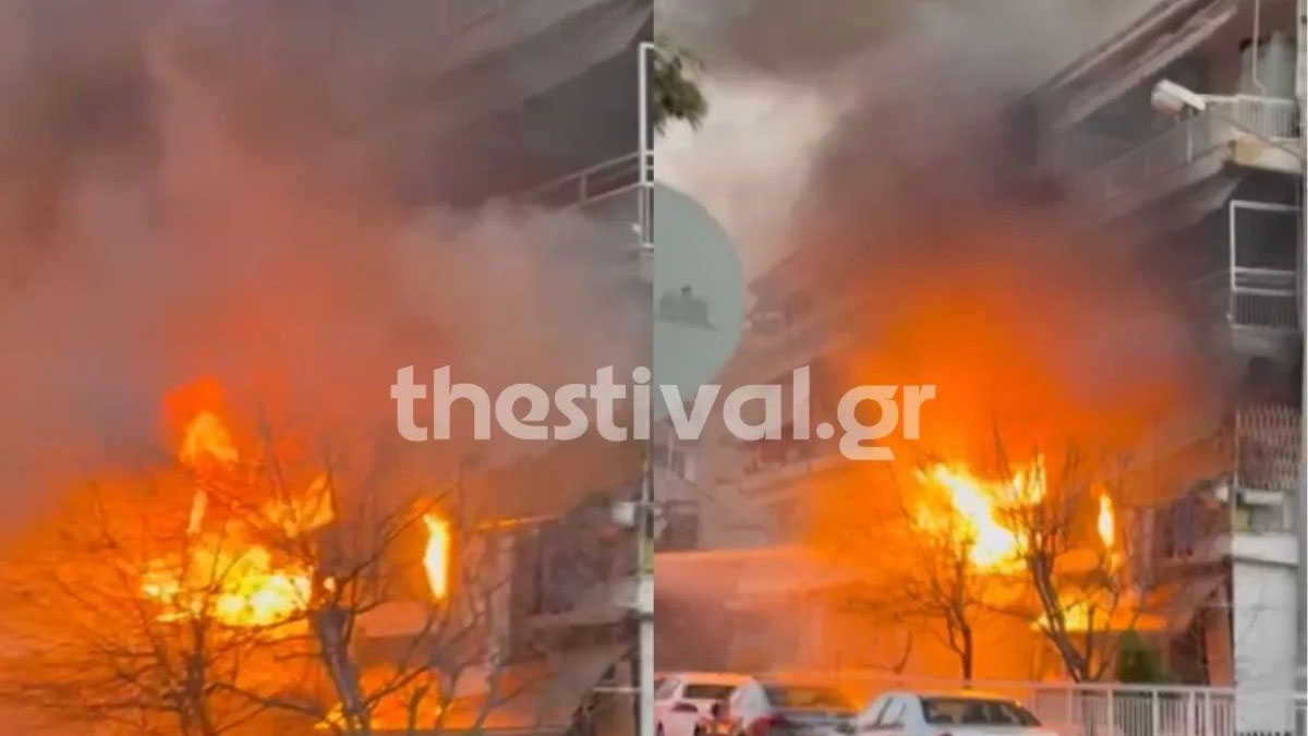 Μεγάλη φωτιά σε διαμέρισμα στην Καλαμαριά