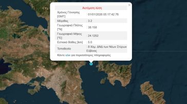 Σεισμός 3,2 Ρίχτερ στην Εύβοια