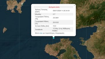 Σεισμός 3,7 Ρίχτερ στη Λέσβο
