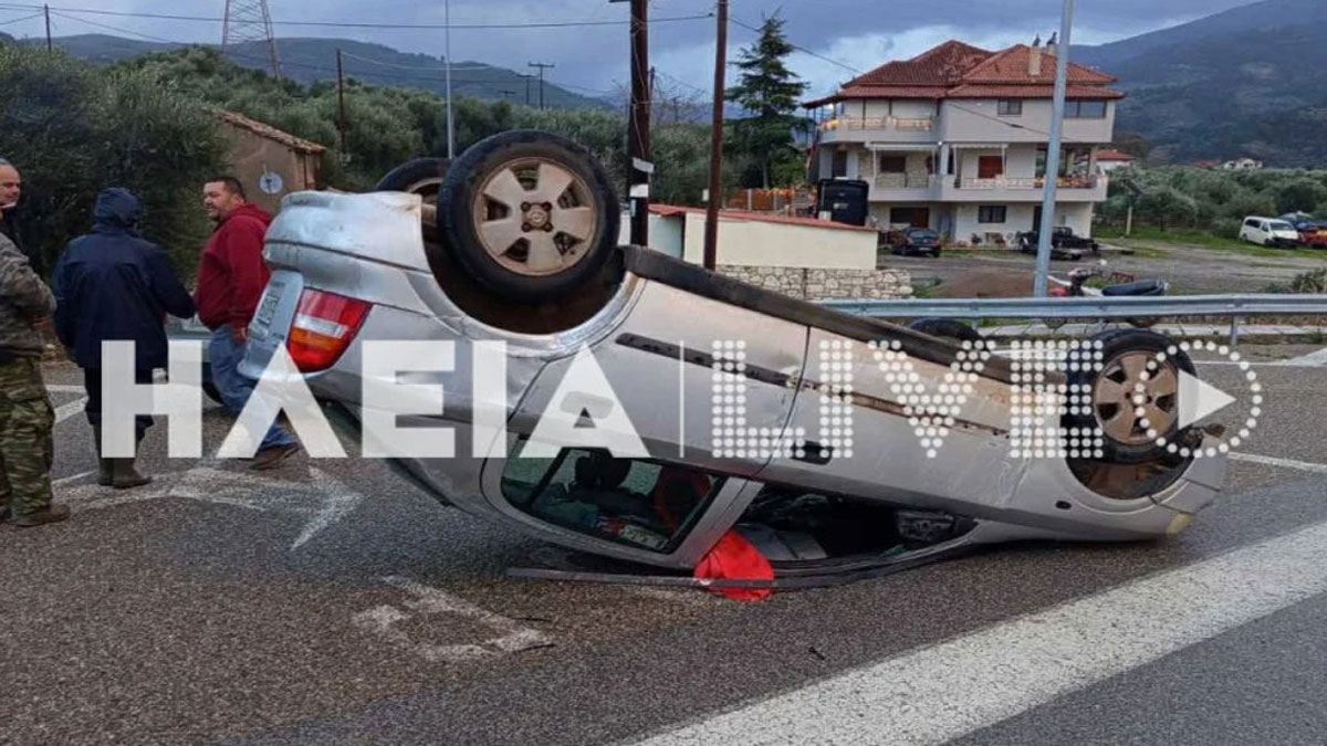 Ηλεία: Ανεμοστρόβιλος αναποδογύρισε αυτοκίνητο