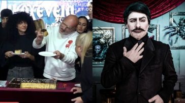 Νίκος Μουτσινάς: Αρνήθηκε να μιλήσει στις τηλεοπτικές κάμερες στην κοπή πίτας της παράστασης «Οικογένεια Άνταμς»