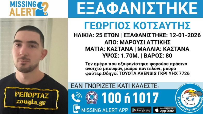 Εντοπίστηκε νεκρός από την Anubis ο 25χρονος Γιώργος Κοτσαύτης