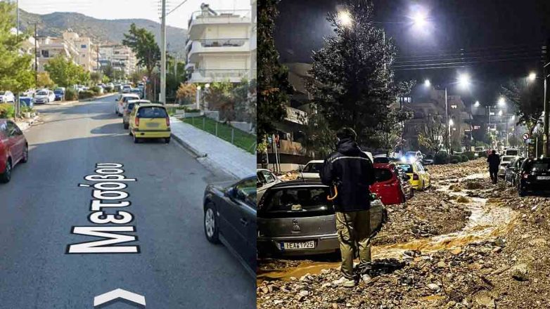 Άνω Γλυφάδα: Το πριν και το μετά της κατεστραμμένης οδού Μετσόβου