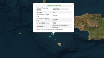 Δυο σεισμικές δονήσεις 3,6 και 3 Ρίχτερ μεταξύ Κρήτης και Γαύδου