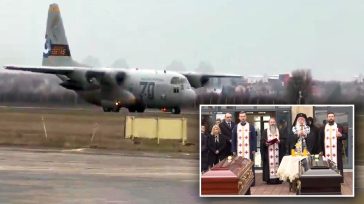 Προσγειώθηκε στη Θεσσαλονίκη το C-130 με τις σορούς των 7 φιλάθλων του ΠΑΟΚ