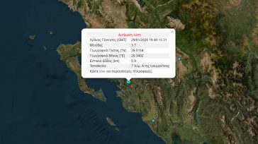 Σεισμός 3,7 Ρίχτερ στην Ηγουμενίτσα