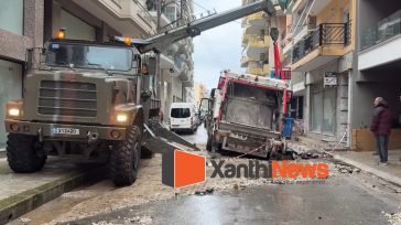 Ξάνθη: O Στρατηγός Καβιδόπουλος έδωσε τη λύση για το εγκλωβισμένο απορριμματοφόρο