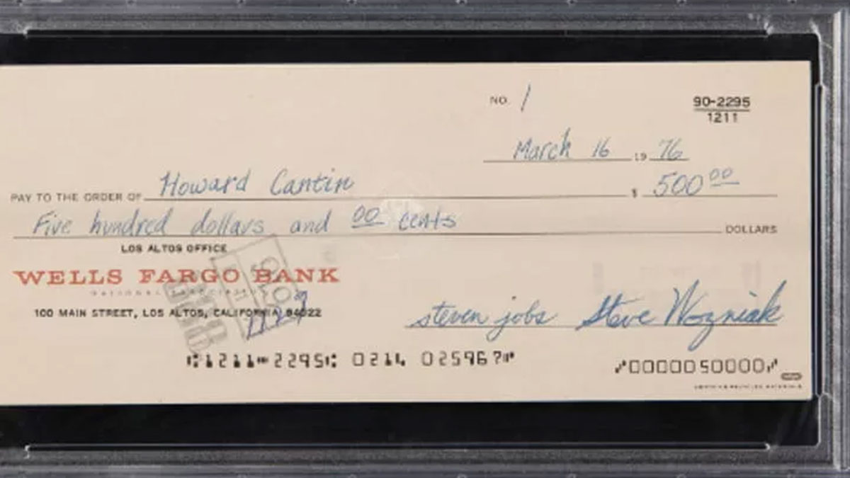 Δημοπρασία ρεκόρ: Πωλήθηκε 2,4 εκατ. δολάρια η πρώτη επιταγή 500 δολαρίων του Steve Jobs της Apple