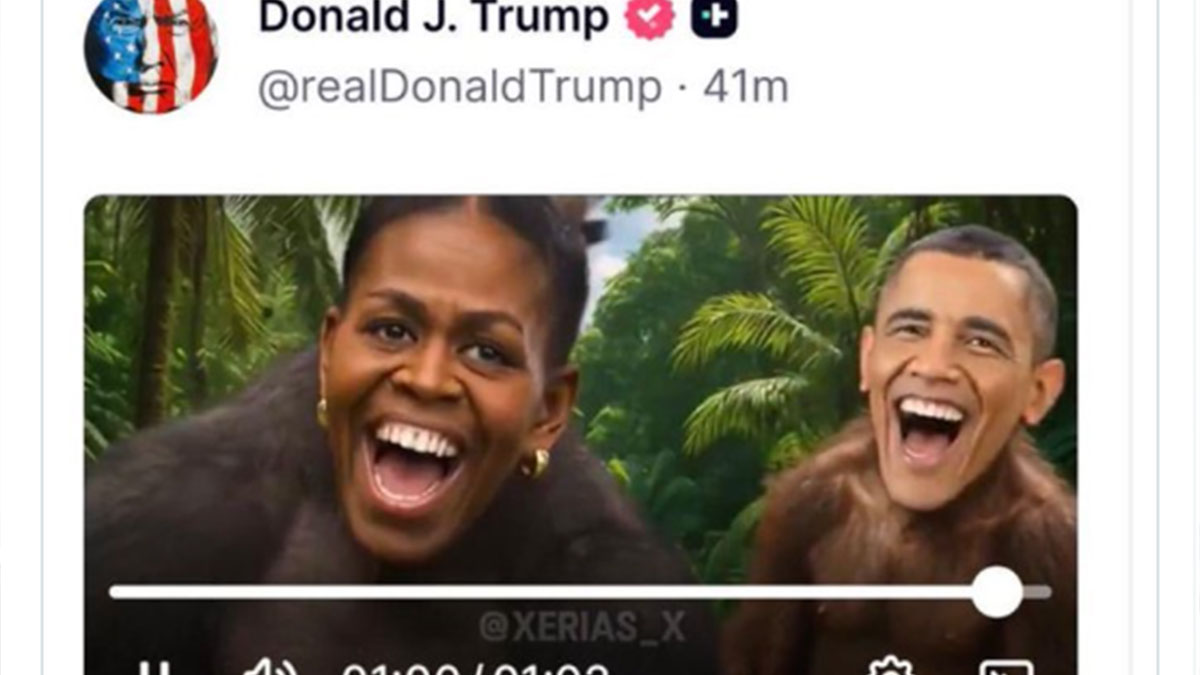 Το ζεύγος Ομπάμα αναπαρίσταται ως… πίθηκοι σε βίντεο που «ανέβασε» ο Τραμπ