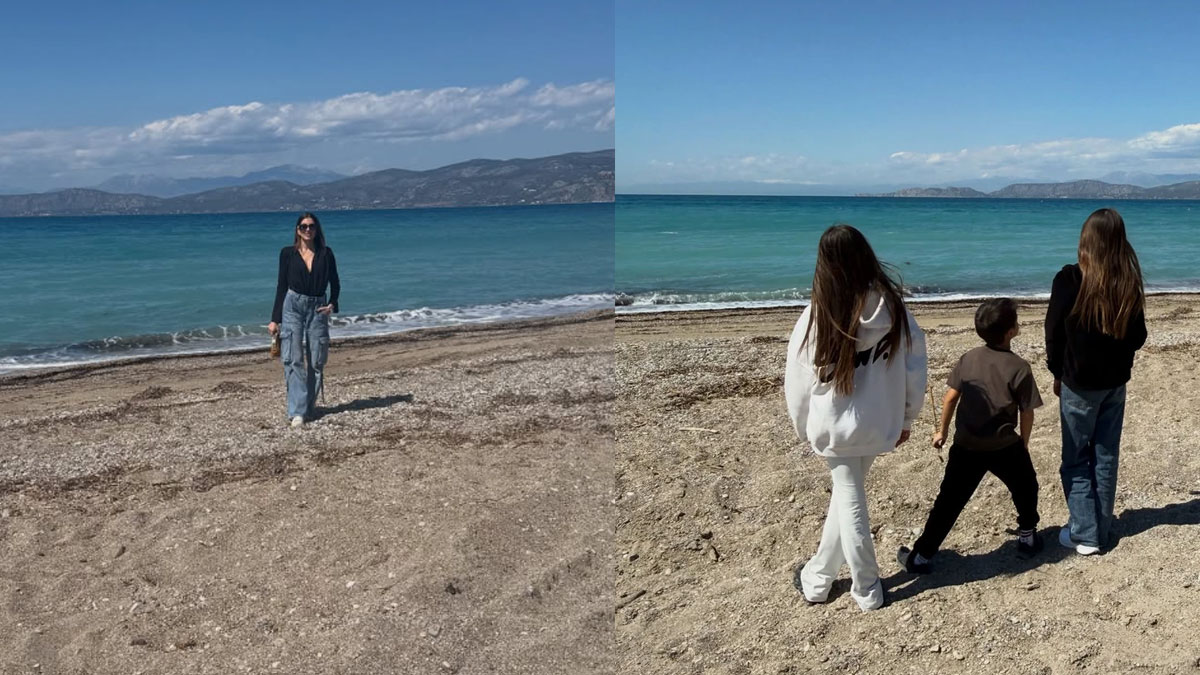 Σταματίνα Τσιμτσιλή: Η βόλτα με τα παιδιά της στην παραλία της Κορίνθου τη Μεγάλη Πέμπτη