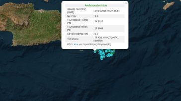 Σεισμός 3,3 Ρίχτερ νότια της Κρήτης