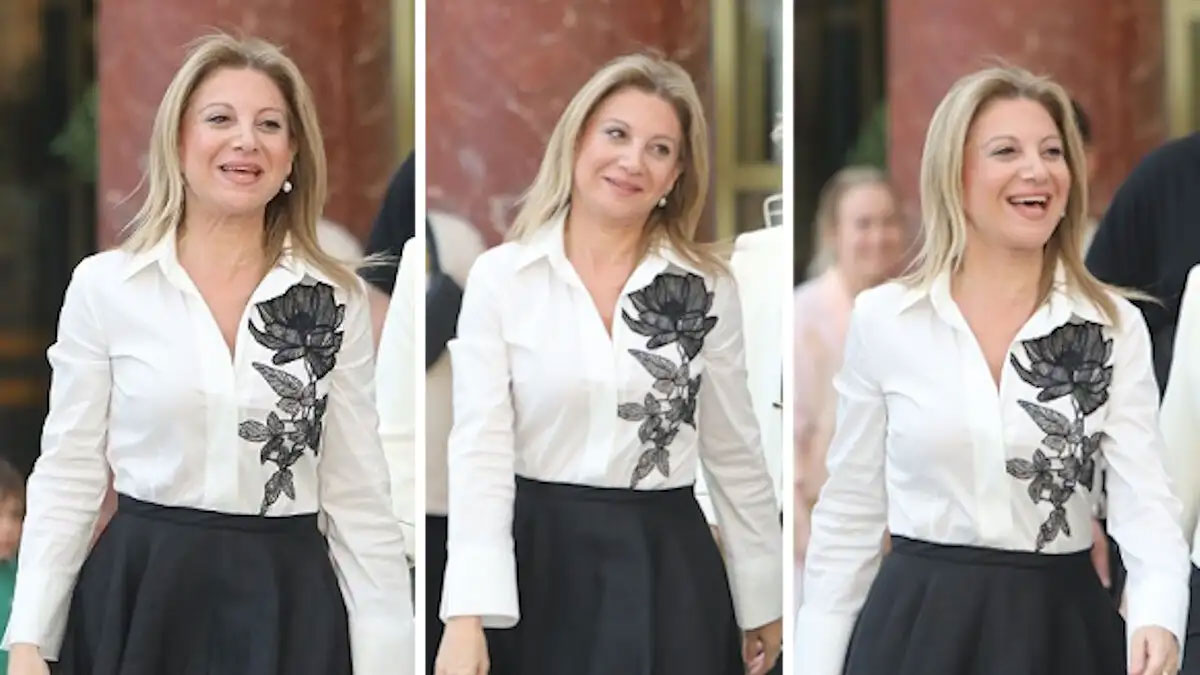 Μαρία Καρυστιανού: Με υπογραφή Βασίλη Ζούλια η εμφάνισή της στην επίσημη παρουσίαση του κόμματός της