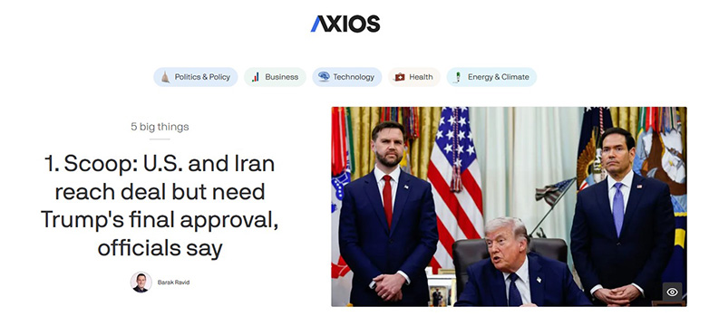 Το πρωτοσέλιδο του Axios