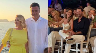 Τζένη Μπαλατσινού: Με τον Βασίλη Κικίλια και τον γιο τους στο γάμο της κόρης της, Αμαλίας Κωστοπούλου