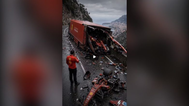 AI βίντεο με «τροχαίο» νταλίκας της Ferrari στο δρόμο για το Μονακό