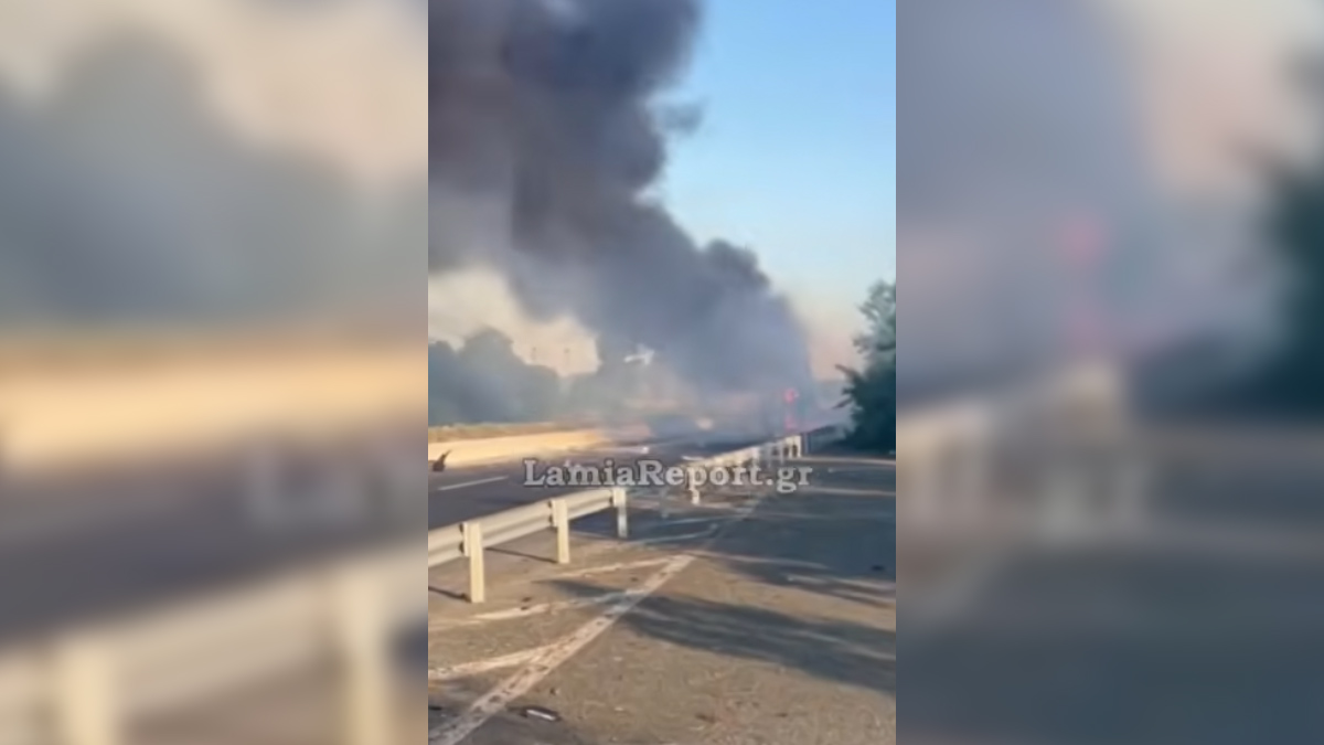 Φορτηγό ανετράπη και τυλίχθηκε στις φλόγες