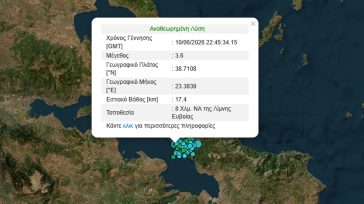 Σεισμός 3,6 Ρίχτερ στην Εύβοια