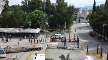 Τρίπολη: Επέστρεψε στην πλατεία Άρεως ο έφιππος ανδριάντας του Θεόδωρου Κολοκοτρώνη