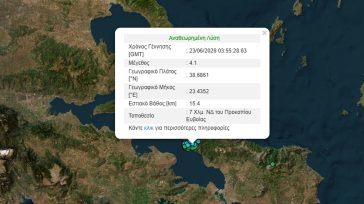 Σεισμός 4,1 Ρίχτερ στην Εύβοια