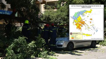 Άνεμοι-ρεκόρ 124 χλμ./ώρα στην Αττική: Δέντρο καταπλάκωσε αυτοκίνητο στη Μιχαλακοπούλου – Σε πορτοκαλί συναγερμό η χώρα