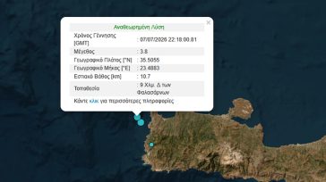 Σεισμός 3,8 Ρίχτερ στην Κρήτη