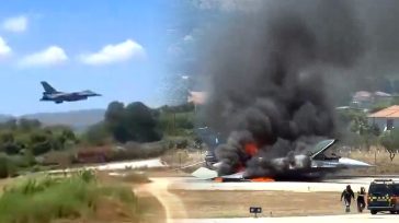 Η στιγμή της αναγκαστικής προσγείωσης του F-16 στη Ζάκυνθο