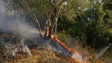 Ρίψεις νερού με ελικόπτερα στο Πλωμάρι Λέσβου