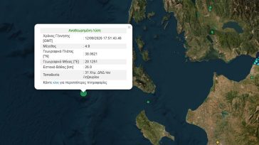 Σεισμός 4,9 Ρίχτερ στο Ληξούρι